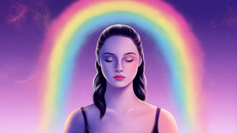 dreamy woman with rainbow