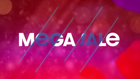 animation of mega sale in white and blue text over moving molten pink and red lava
