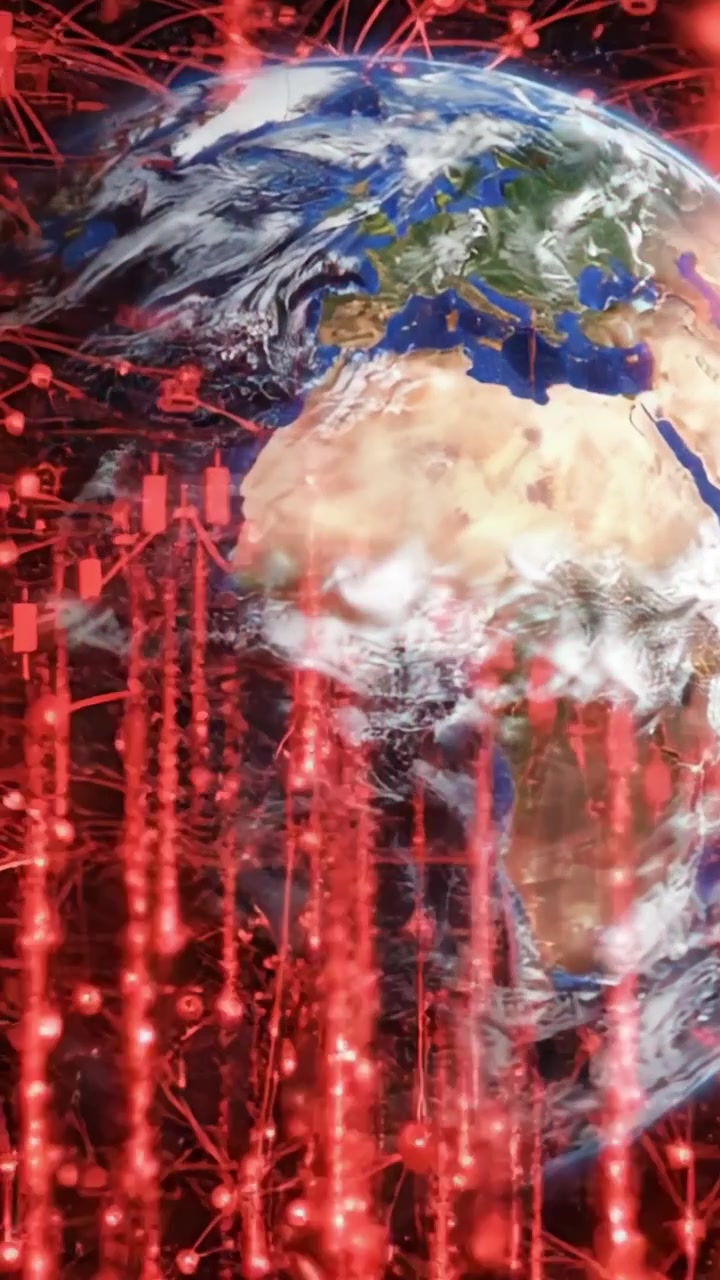 Uma Vista Cativante da Terra Rodeada por Representações Vibrantes de Análise de Dados Destacando Tendências Globais e Dinâmicas em Finanças