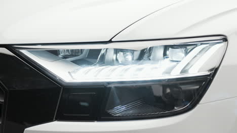 close-up of modern led car headlight