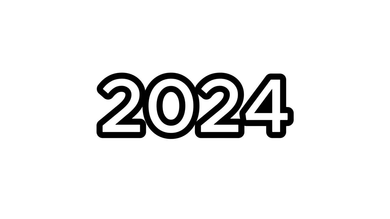 feliz año nuevo animación en blanco y negro 2024