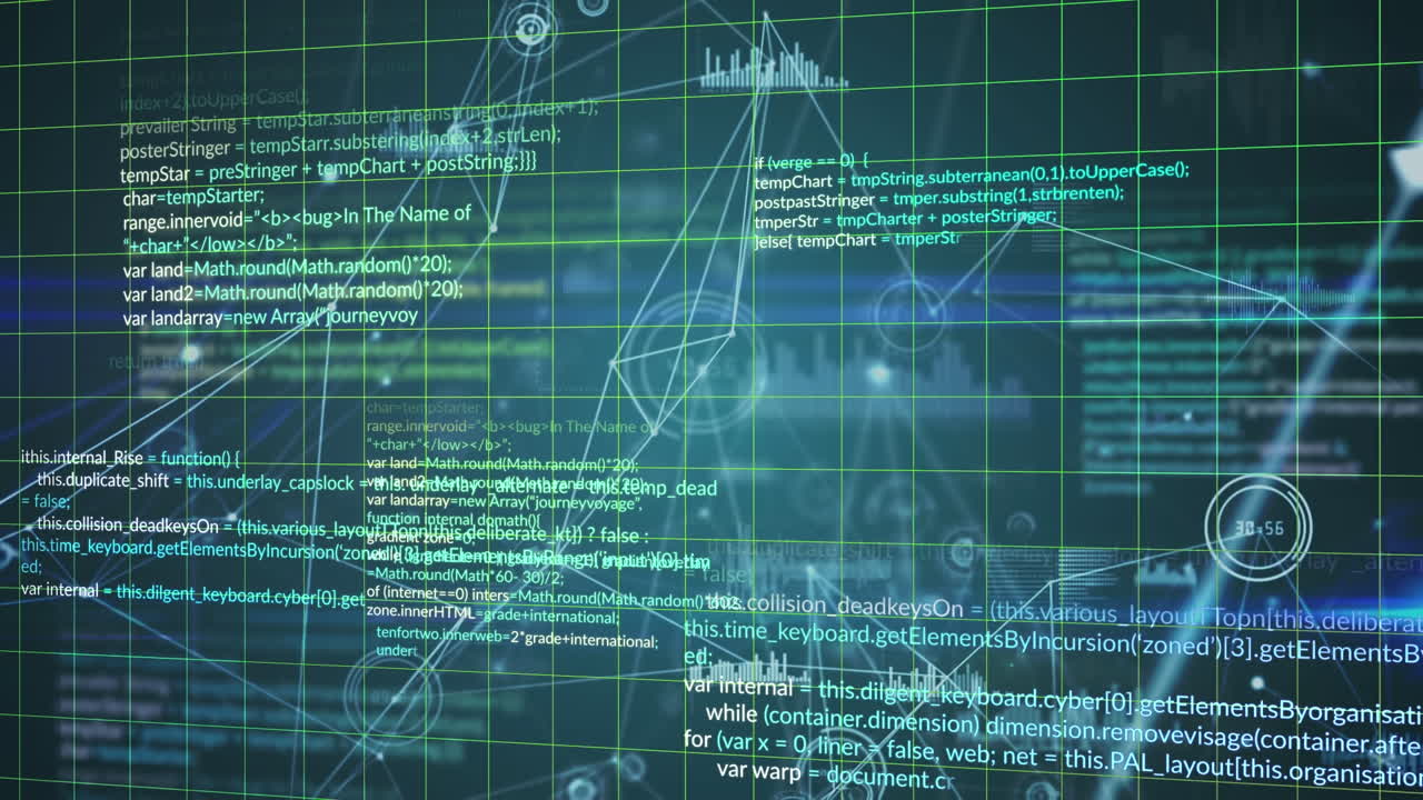 Animation of network of connections with data processing