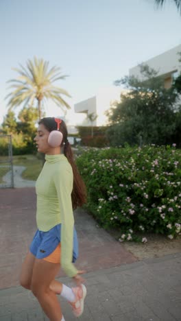 mujer saltando al aire libre
