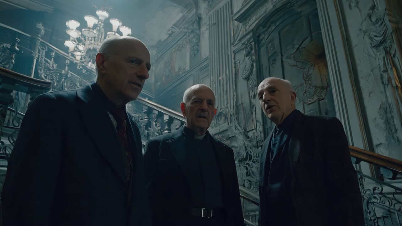 Group of men in a historical building