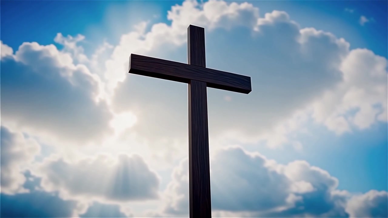 Croce Cristiana Luce Celestiale Sfondo per il Culto.