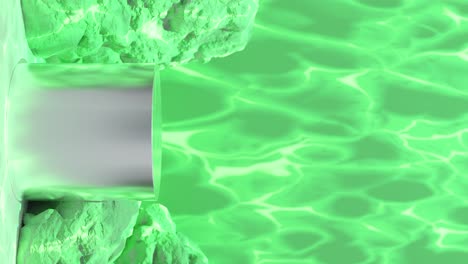 a electric green energy between rocks vertical