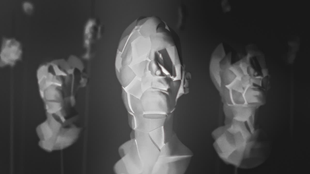 Broken mannequin head shells in xray