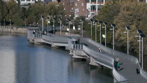 schuylkill banks walkway, south street bridge, philadelphia, sunset