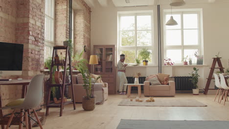 woman in cozy living room