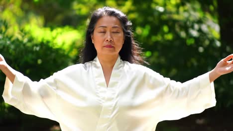 a serene moment of meditation in nature: capturing the tranquility and inner peace of mindfulness practice surrounded by lush greenery and soft natural light