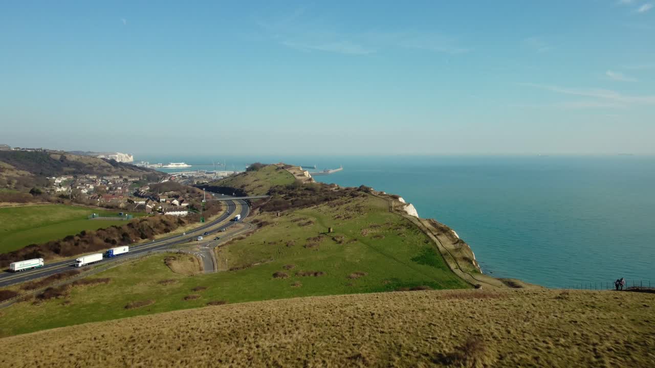 Coastal Landscape with Highway and Town