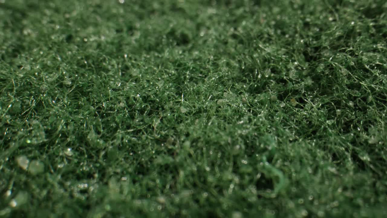 Macro Close-Up of Green Fibrous Texture with Small Crystals