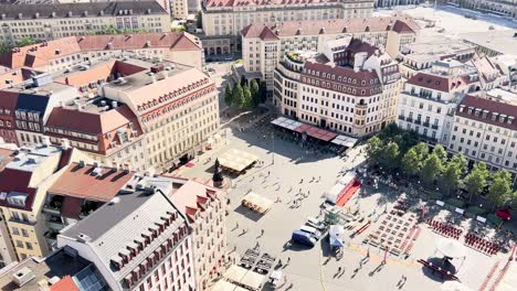Aerial view of a European city square