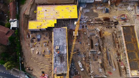 construction crane and workers top view