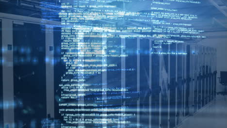 animation of data processing over server room