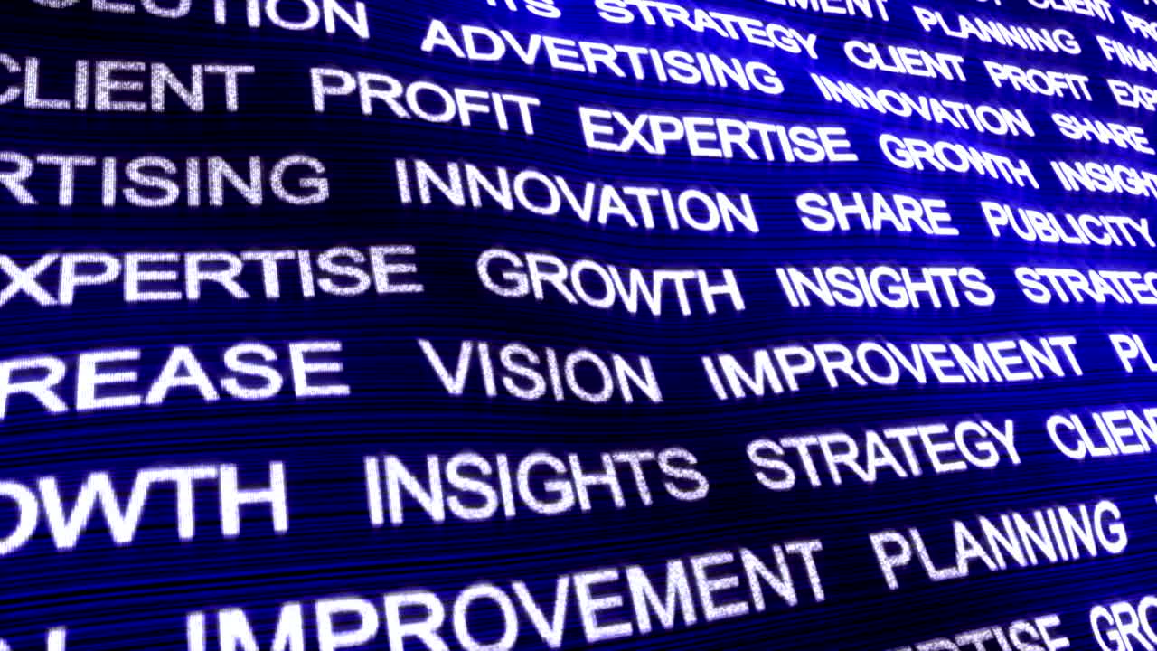 palabras clave de marketing animación, representación, fondo, bucle