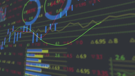 animatie van de verwerking van statistische en aandelenmarktgegevens tegen een grijze achtergrond
