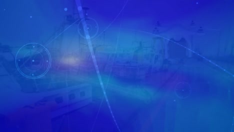 animación de la red de conexiones que giran sobre el almacén