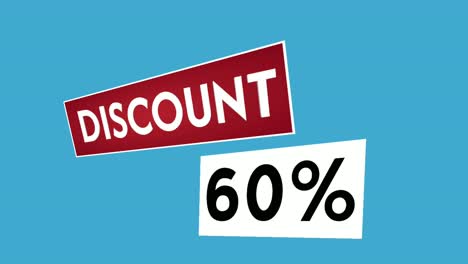 discount 60% sixty percent text animation motion graphics suitable for your flash sales,black friday, shopping projects business concept on blue background