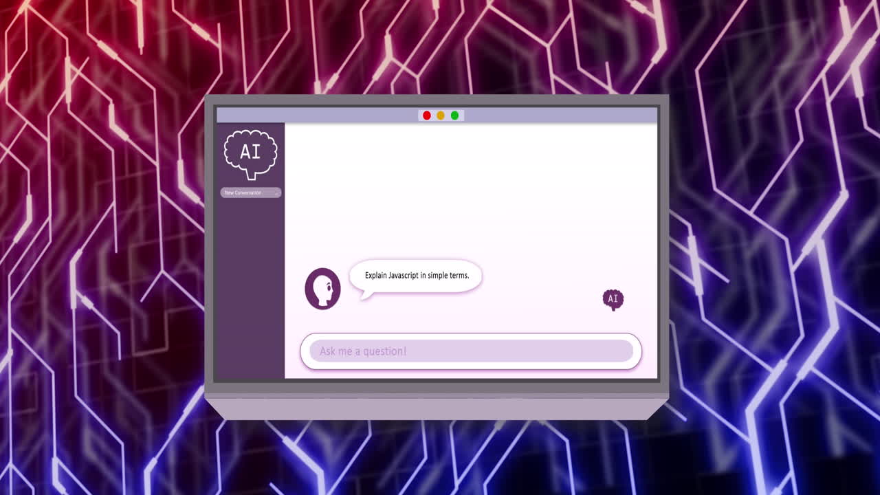 animación de todo el texto, los iconos y el procesamiento de datos en la placa de circuitos