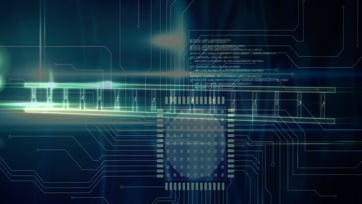 Animation of digital interface over dark background