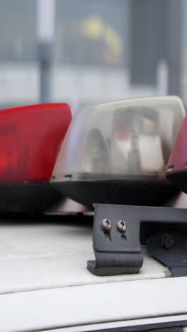Police car roof with emergency lights