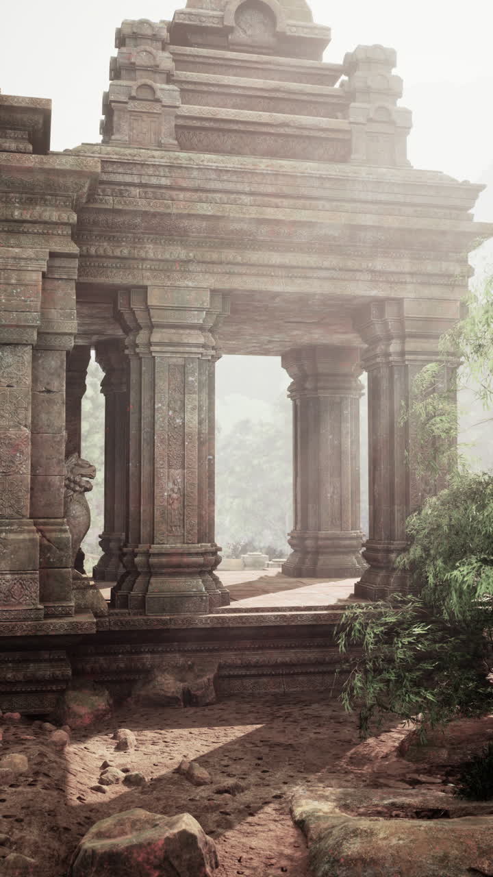 Ancient stone temple amidst lush forest