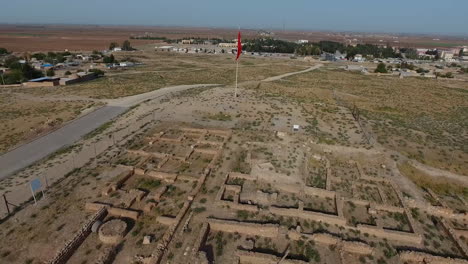 aerial drone historical city turkish flag