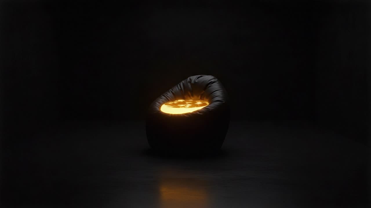 A captivating view of a unique, illuminated seat designed for comfort and style, showcasing its soft contours against a dark, minimalist background