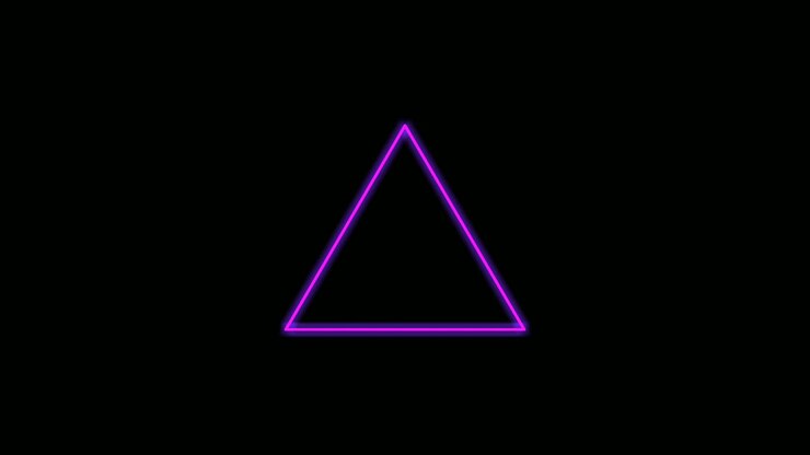 Neon light border triangle shape animation on black background