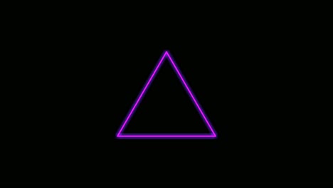 Neon light border triangle shape animation on black background