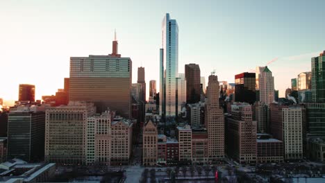 crazy cold day in chicago at sunset