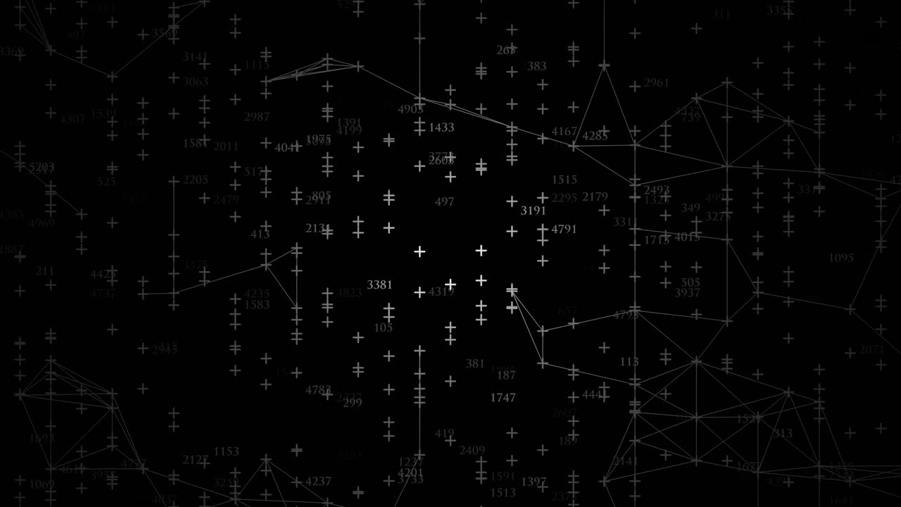 Futuristic Complex Digital data Grid connected patterns shift on dark background