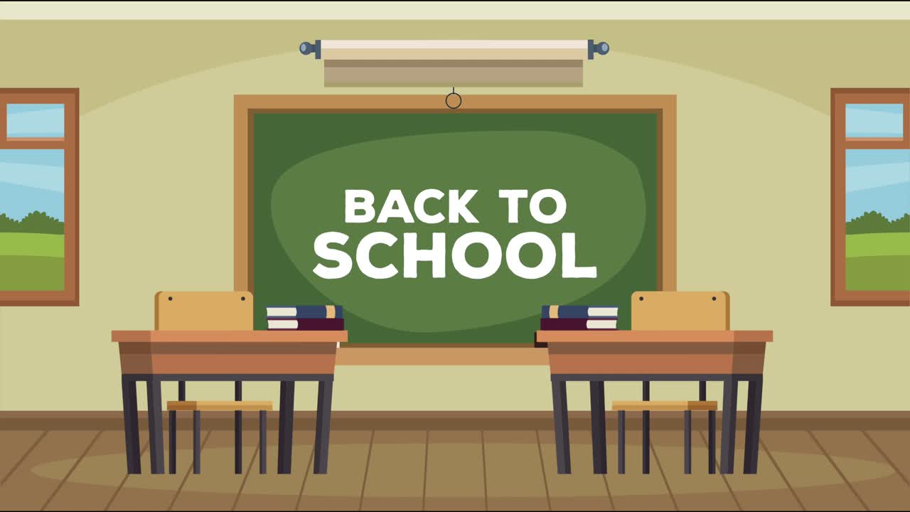 scena della classe di ritorno a scuola scritta sulla lavagna
