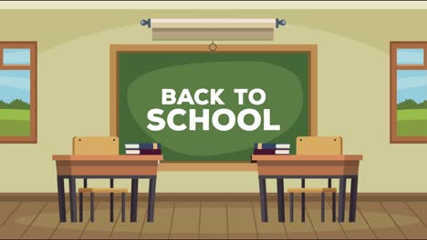 vuelta a la escuela letras en la pizarra escena del aula