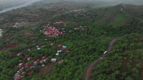 road and chiplun city under coming storm in rain india sindhudurg