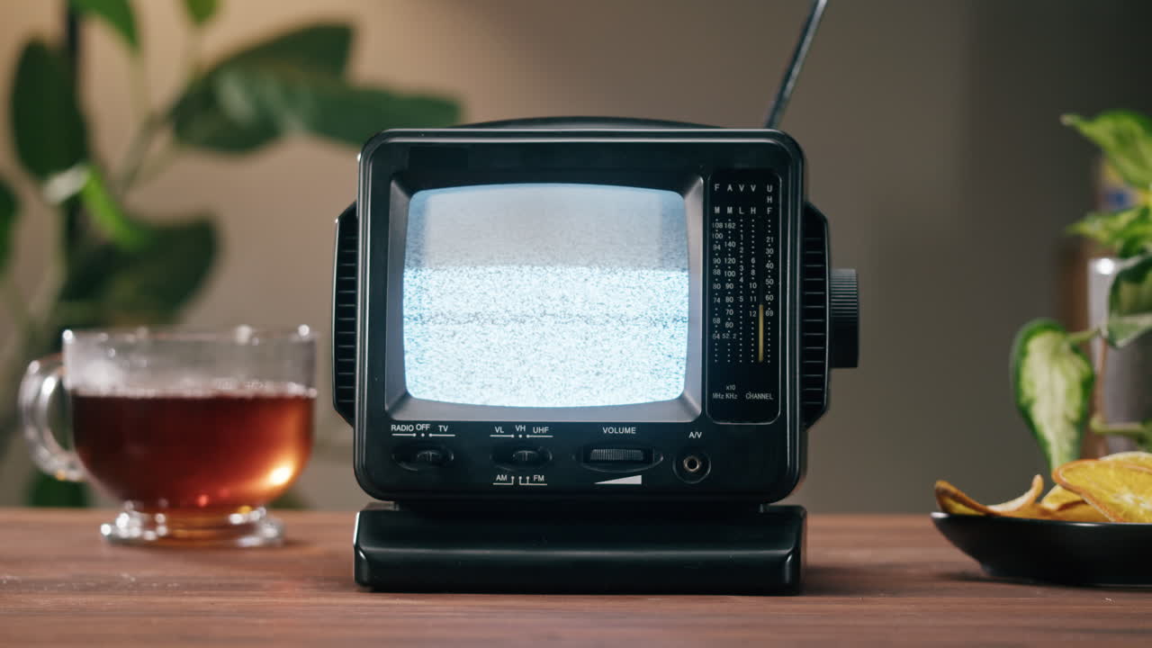 Vintage television set with static screen