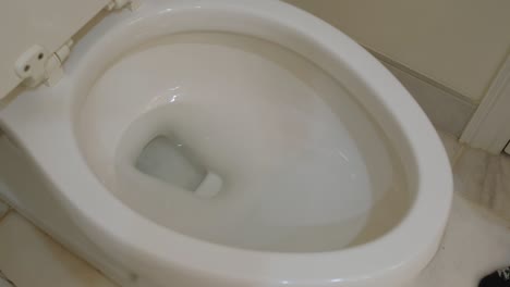 the water goes down the toilet .close-up slow motion