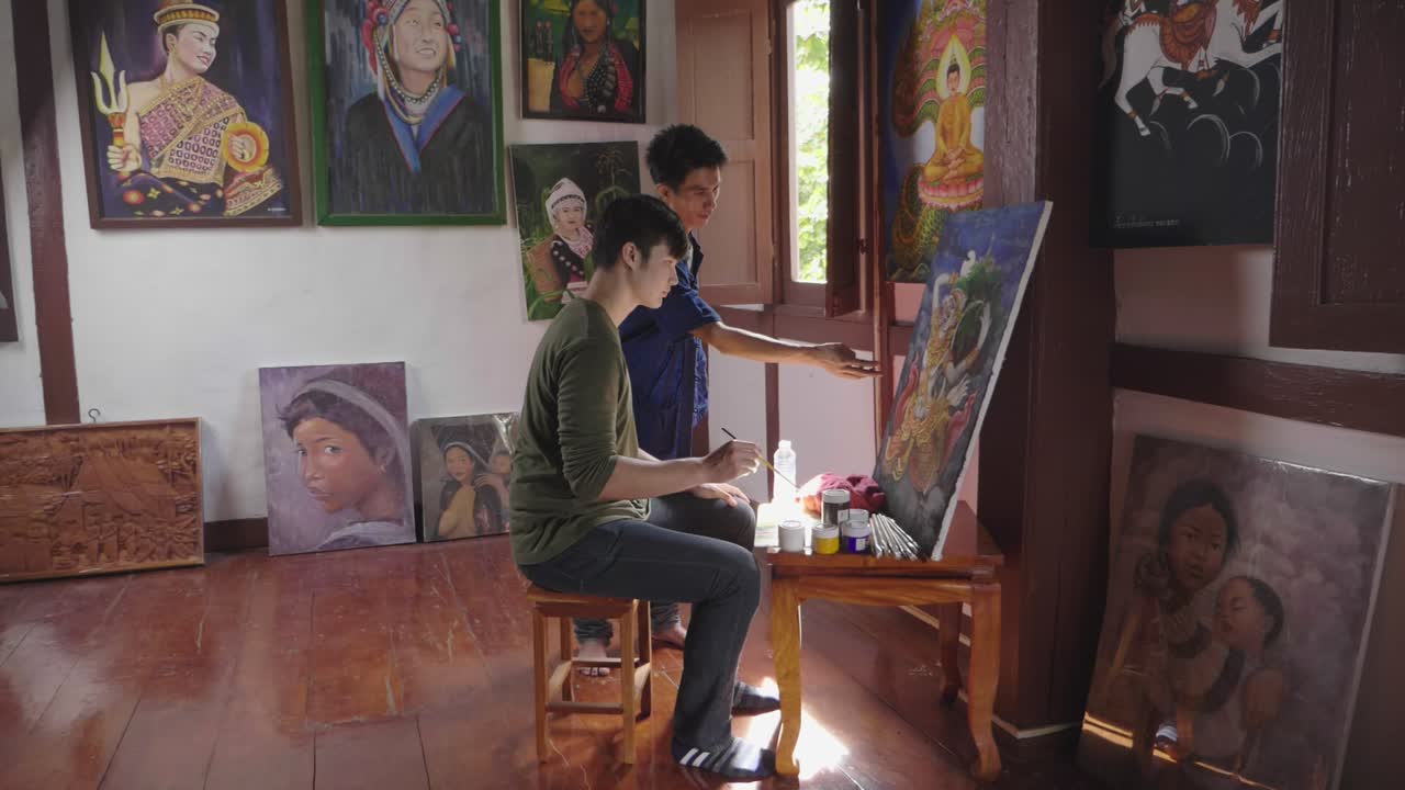 Painting In Art Studio, Slow Motion