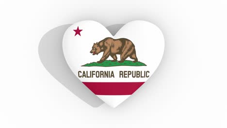 heart in colors of flag of  california pulses, loop