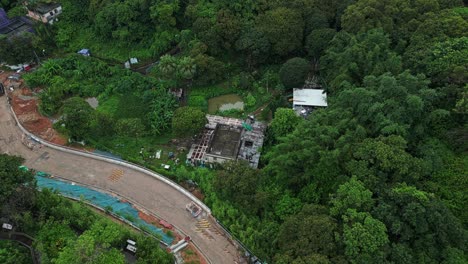 aérea sobre la nueva construcción en la isla de ma wan, hong kong, china
