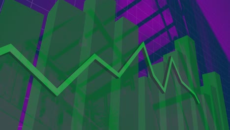 Grüne-Diagramme,-Die-Sich-Vor-Violettem-Hintergrund-Bewegen