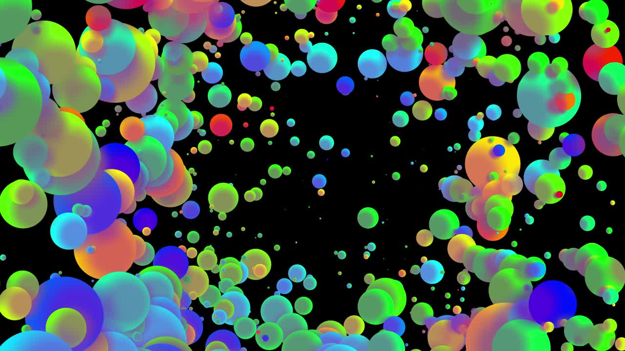 4k loop seamless abstract background with beautiful multi-colored drops in 2d flat style smoothly move like paint bubbles in liquid. Luma matte as alpha channel. Сircular structure with copy space