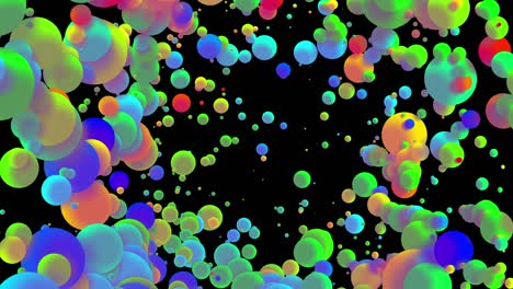4k bucle fondo abstracto sin costuras con hermosas gotas multicolores en estilo plano 2d se mueven suavemente como burbujas de pintura en líquido. luma mate como canal alfa. estructura circular con espacio de copia