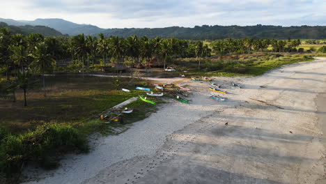 Wooden-Boats-At-The-Foreshore-Of-Pantai-Watu-Bella-Beach-In-West-Sumba,-East-Nusa-Tenggara,-Indonesia