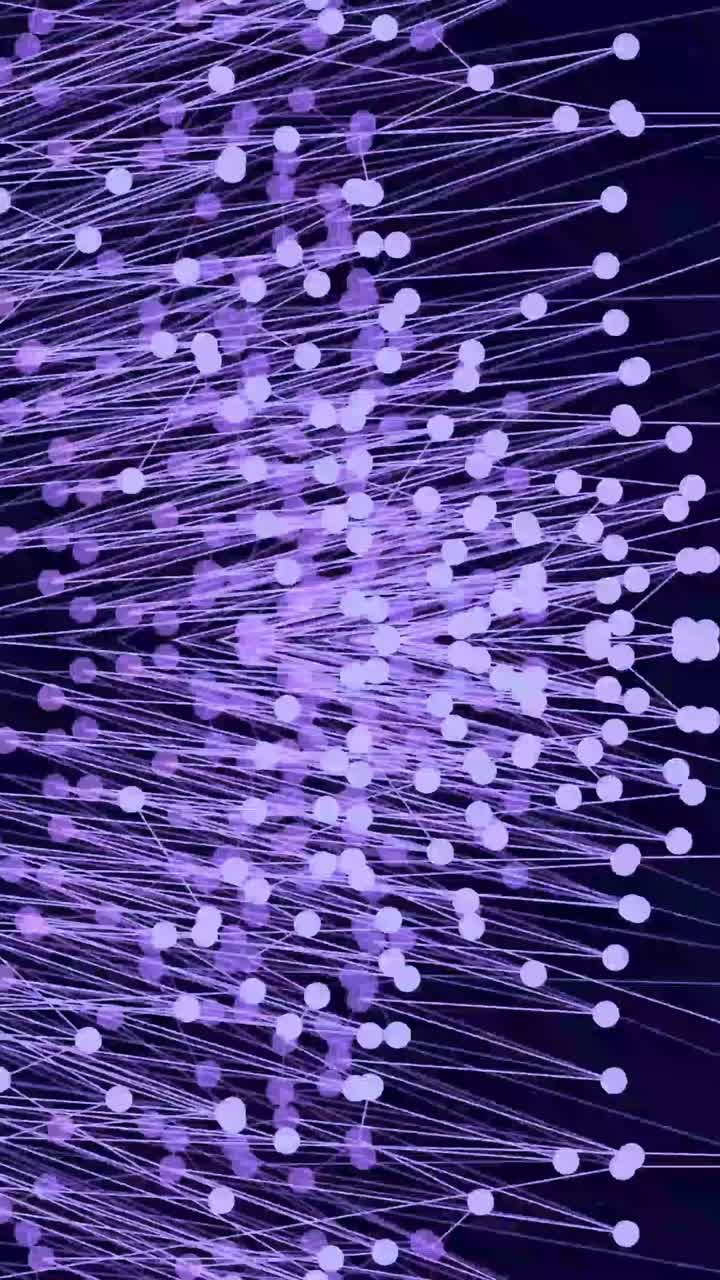 Dynamic Abstract Network of Purple Dots and Connecting Lines