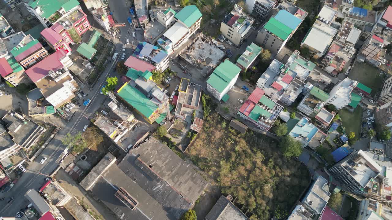 beautiful buildings on mountains in Rishikesh bird eye view in india