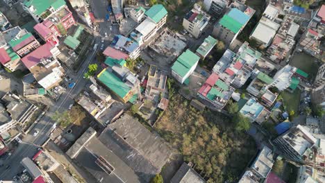 beautiful buildings on mountains in rishikesh bird eye view in india
