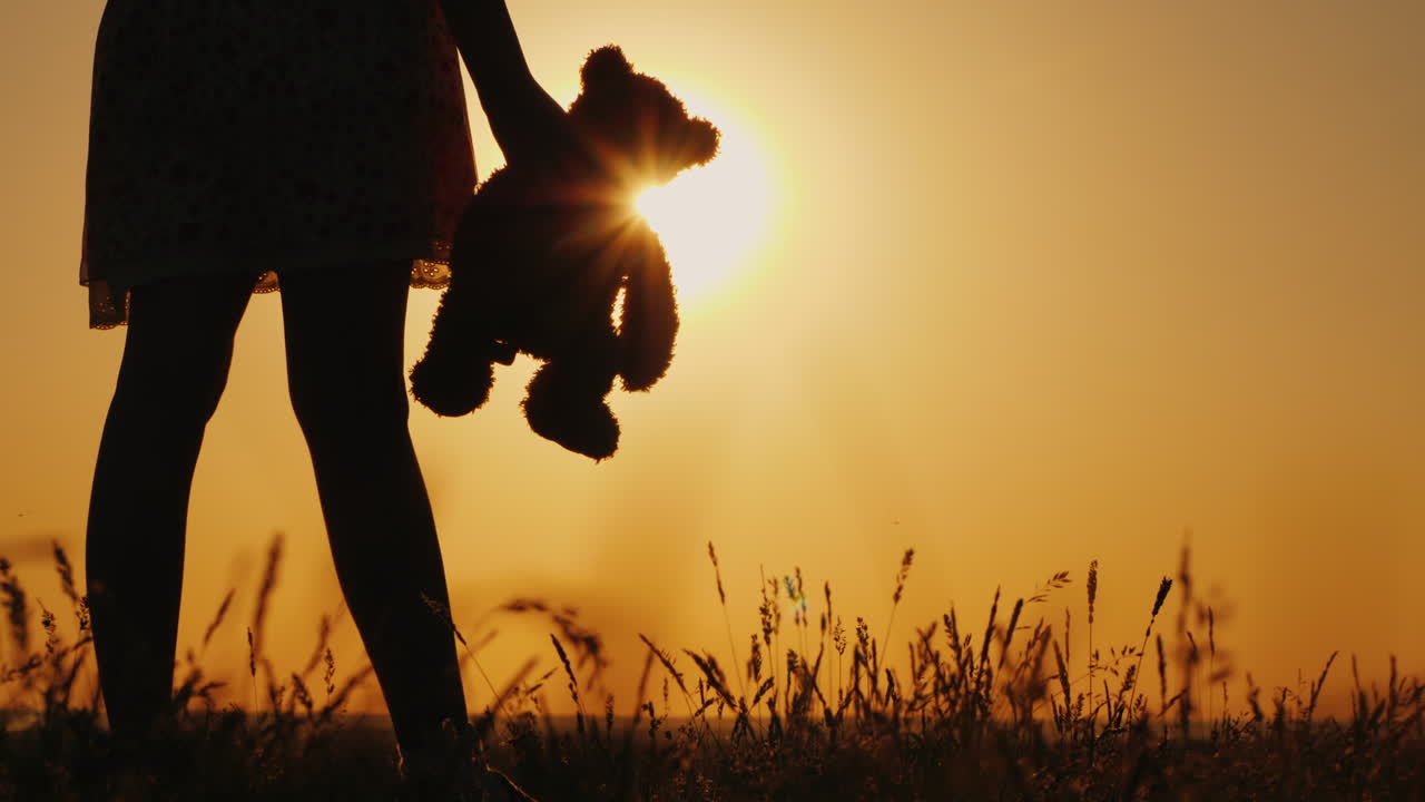 Silhouette Of A Child With A Toy In The Lowered Hand Only Legs Can Be Seen In The Frame Farewell To 