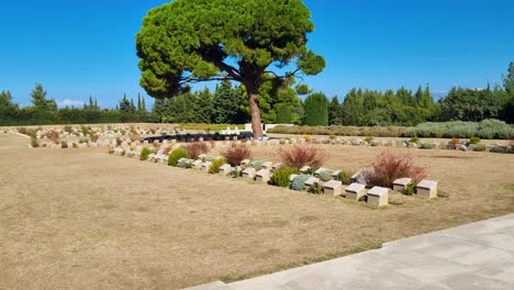 memorial cemetary of australian soldiers who were killed in world war i in canakkale turkey on a sunny and peaceful autumn morning